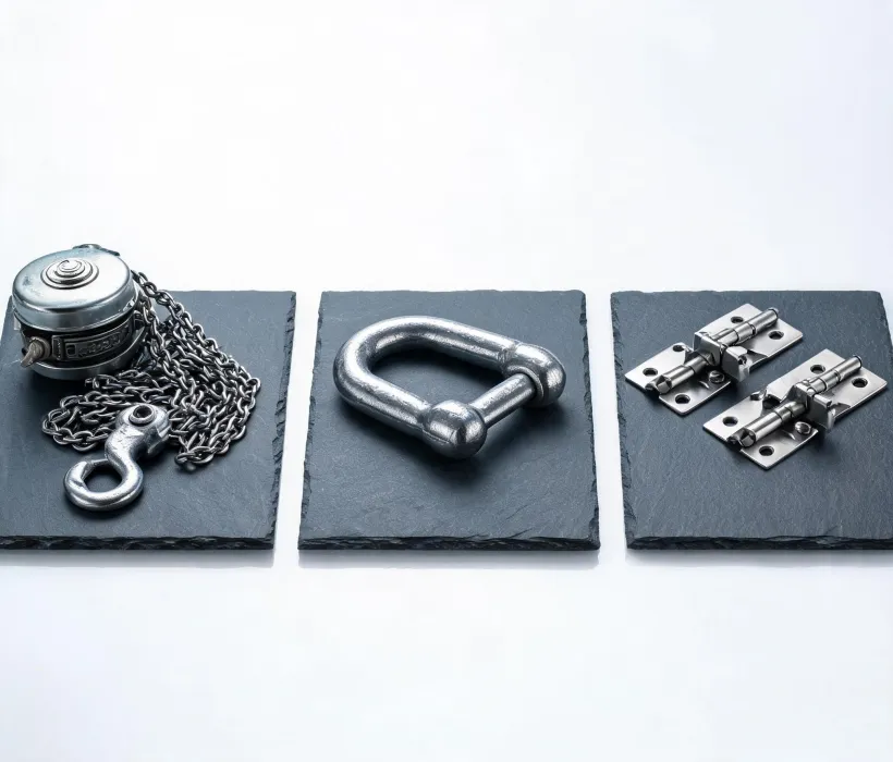 Harrington chain hoist and cabinet hardware comparison lineup